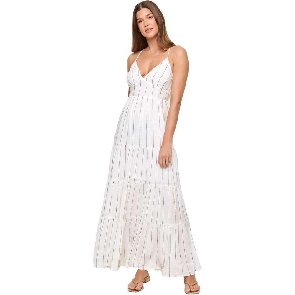 L Space® (Women's XL) Laina™ Stripe Maxi Cover-Up Sundress in White‎ - $170